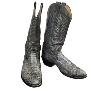 Nocona Mens Vintage Grey Python Snakeskin Western Cowboy Boots 9 D Made in USA